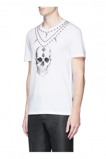 Mcq Skull Necklace Baskı Unisex T-Shirt