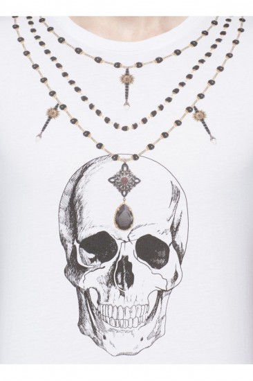 Mcq Skull Necklace Baskı Unisex T-Shirt