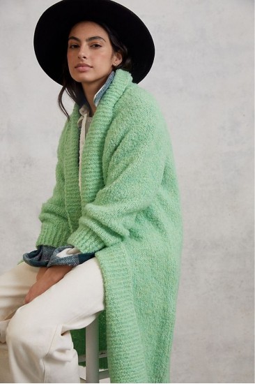 Anthropologie Kadın Yeşil Lila Wool Cardigan Hırka