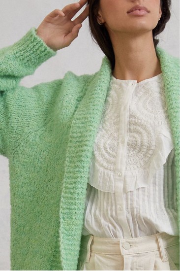 Anthropologie Kadın Yeşil Lila Wool Cardigan Hırka