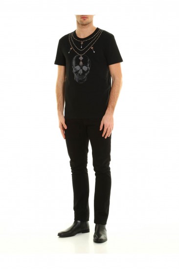 Mcq Skull Necklace Baskı Unisex T-Shirt